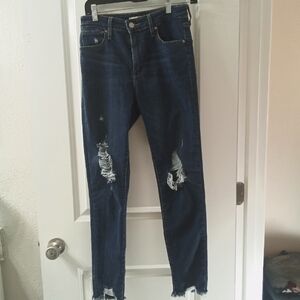 Levi's 721 skinny jeans women's 26x30 blue denim distressed zipfly